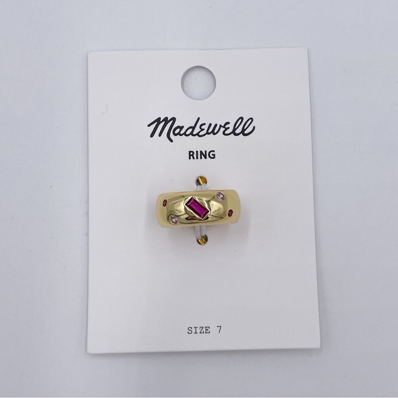 NEW Madewell Crystal-Inlay Chunky Ring in Dragon Fruit Gold Pink Style NO248 - Picture 7 of 7